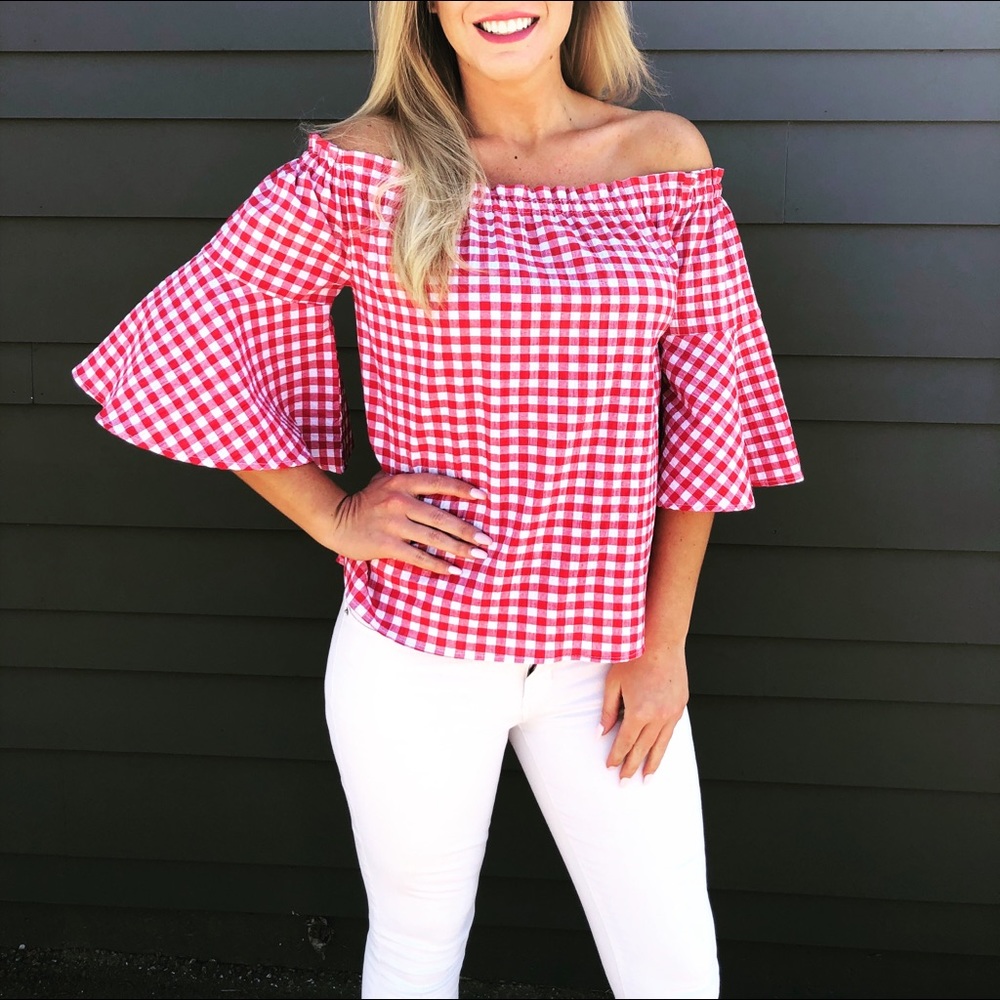 NEW! Off the shoulder Gingham Top